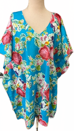 Blue with Red Roses Kaftan