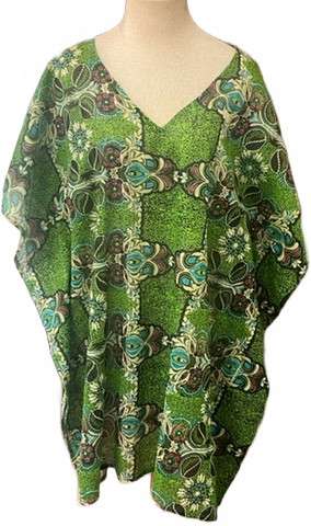 Green Reflection with Light Blue and Pink Kaftan