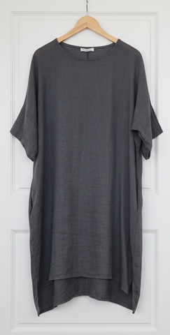 OS Linen U Neck Midi Dress