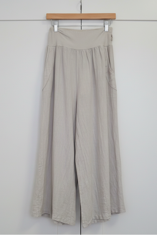 OS Long Linen Pant w/ Knit Waistband
