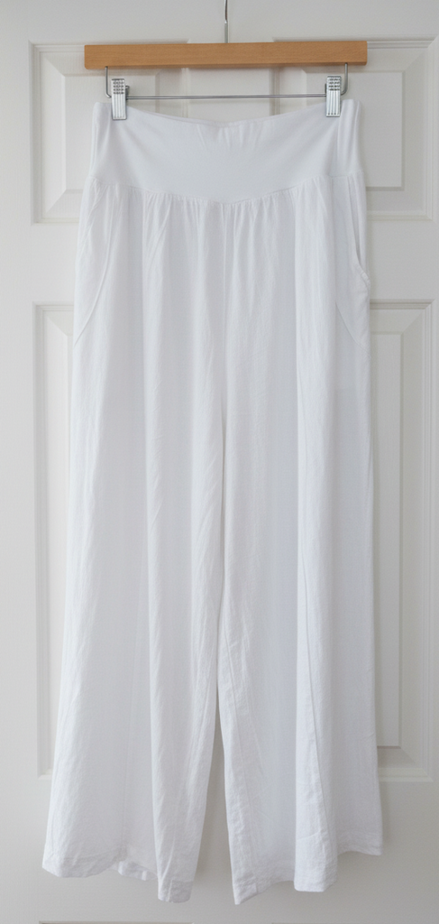 OS Long Linen Pant w/ Knit Waistband