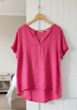 OS Linen V Neck Slouch Tee