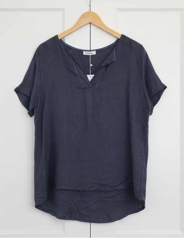 OS Linen V Neck Slouch Tee