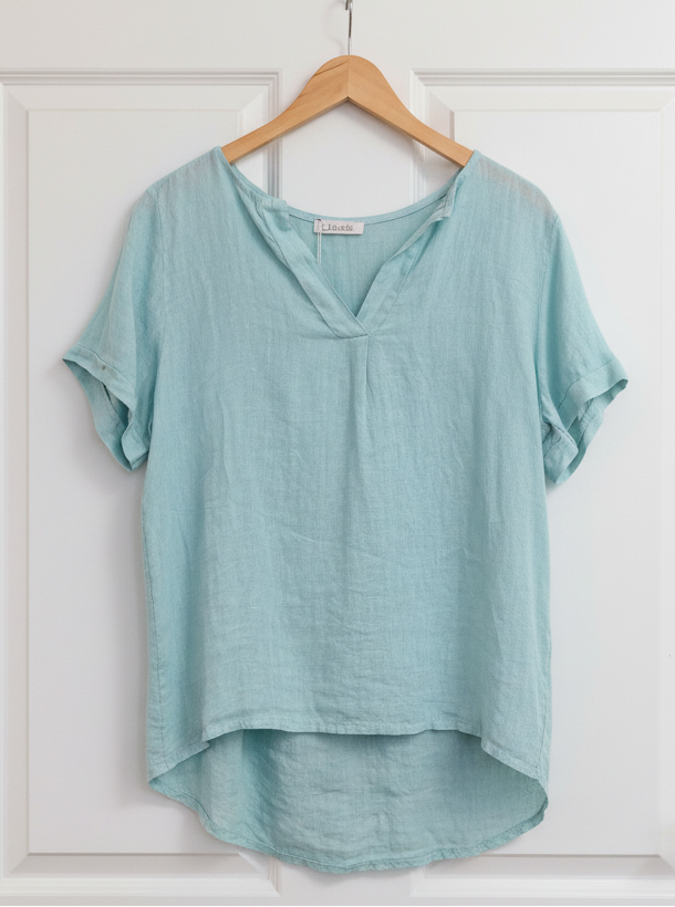 OS Linen V Neck Slouch Tee