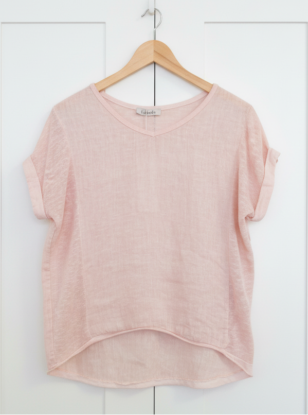 OS Linen V Neck Basic Tee