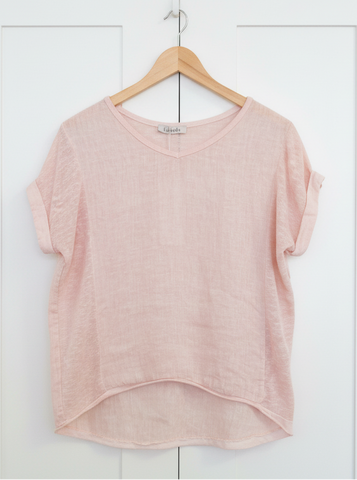 OS Linen V Neck Basic Tee