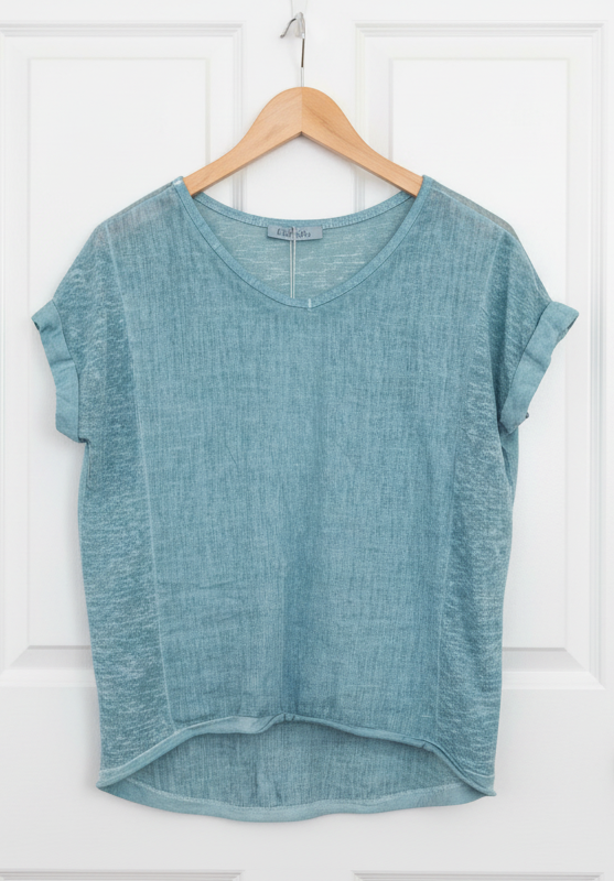 OS Linen V Neck Basic Tee