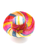 Shebobo Monica 5" Wide Brim Stripe Packable Straw Sun Hats