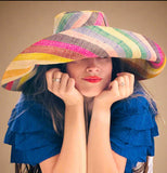 Shebobo Monica 5" Wide Brim Stripe Packable Straw Sun Hats