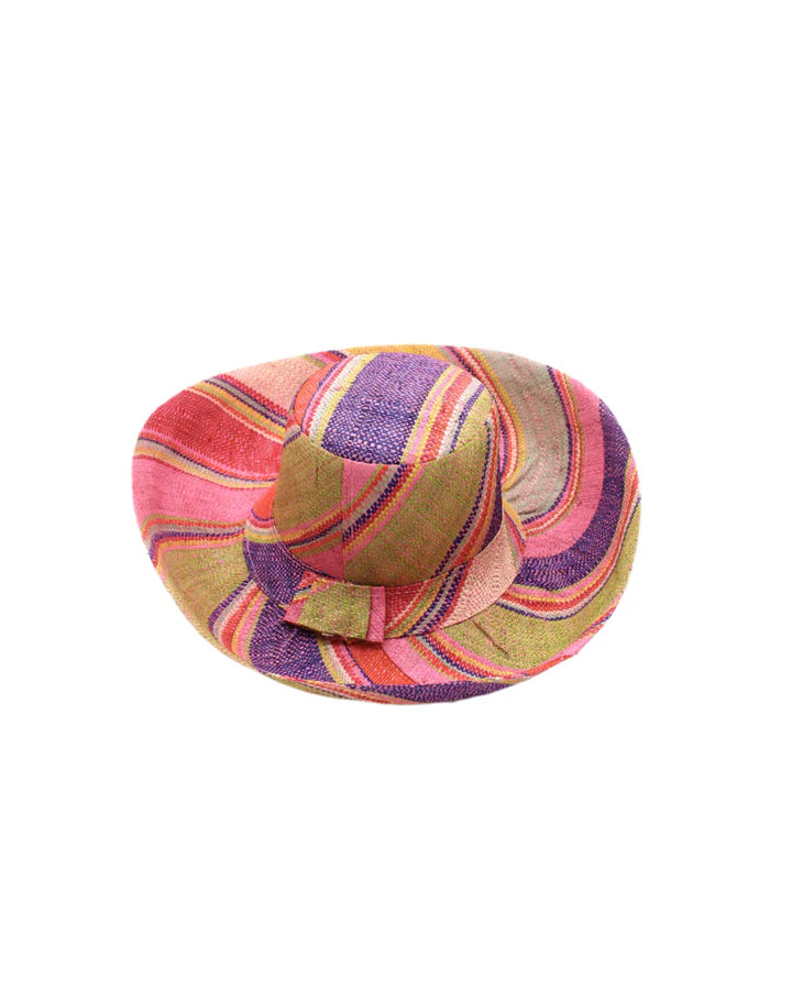 Shebobo Monica 5" Wide Brim Stripe Packable Straw Sun Hats