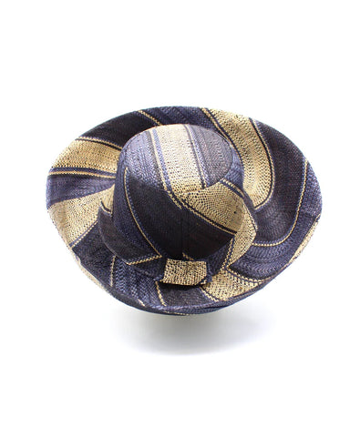 Shebobo Monica 5" Wide Brim Stripe Packable Straw Sun Hats