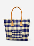 Shebobo Nador Gingham Zippered Straw Tote Bag