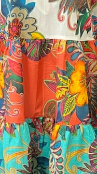 Multi-Colored Fiji 3 Ruffle KikiSol Dress