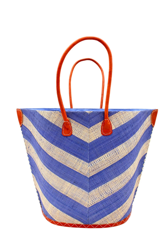 Shebobo Santa Cruz Wide Stripe Chevron Large Straw Tote Bag