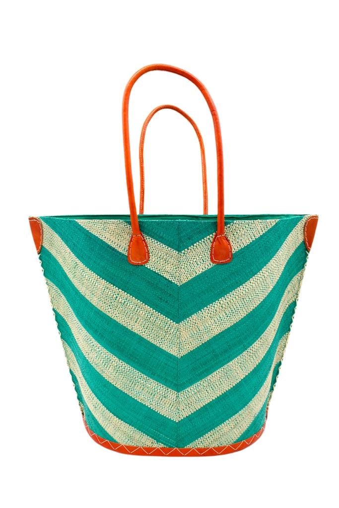 Shebobo Santa Cruz Wide Stripe Chevron Large Straw Tote Bag