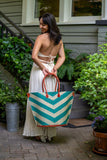 Shebobo Santa Cruz Wide Stripe Chevron Large Straw Tote Bag