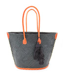 Shebobo Santa Ynez Woven Small Straw Tote Bag with Tassel Charm