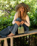 Shebobo Schooner Straw Mini Bag with Pompom Accent