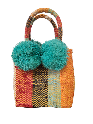 Shebobo Schooner Straw Mini Bag with Pompom Accent