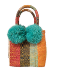 Shebobo Schooner Straw Mini Bag with Pompom Accent