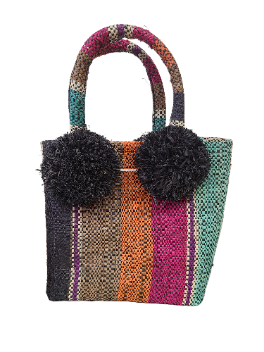 Shebobo Schooner Straw Mini Bag with Pompom Accent