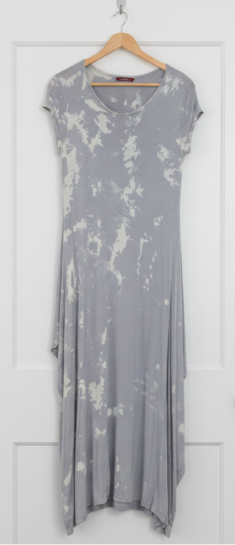 OS Short Sleeve Tie Dye Knit Maxi Dress