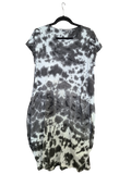 OS Linen & Knit Short Sleeve U Neck Midi Dress w/ Pockets