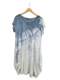 OS Linen & Knit Short Sleeve U Neck Midi Dress w/ Pockets