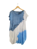 OS Linen & Knit Short Sleeve U Neck Midi Dress w/ Pockets