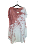 OS Linen & Knit Short Sleeve U Neck Midi Dress w/ Pockets