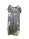 OS Linen & Knit Short Sleeve U Neck Midi Dress w/ Pockets