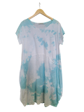 OS Linen & Knit Short Sleeve U Neck Midi Dress w/ Pockets