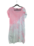 OS Linen & Knit Short Sleeve U Neck Midi Dress w/ Pockets