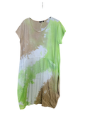 OS Linen & Knit Short Sleeve U Neck Midi Dress w/ Pockets