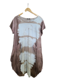 OS Linen & Knit Short Sleeve U Neck Midi Dress w/ Pockets