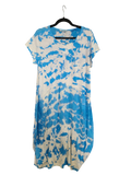 OS Linen & Knit Short Sleeve U Neck Midi Dress w/ Pockets