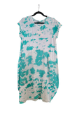 OS Linen & Knit Short Sleeve U Neck Midi Dress w/ Pockets
