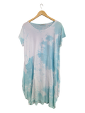 OS Linen & Knit Short Sleeve U Neck Midi Dress w/ Pockets