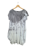 OS Linen & Knit Short Sleeve U Neck Midi Dress w/ Pockets