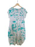 OS Linen & Knit Short Sleeve U Neck Midi Dress w/ Pockets