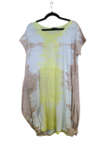 OS Linen & Knit Short Sleeve U Neck Midi Dress w/ Pockets