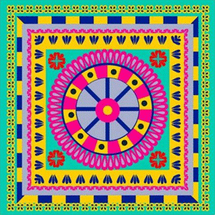 Circle in Square Square Silk Scarf