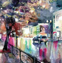 City Rain Square Silk Scarf