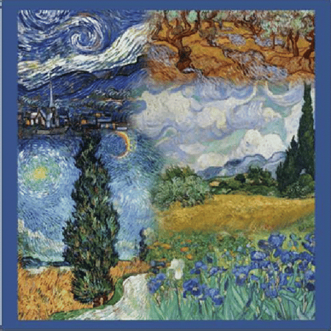 Van Gogh Blue Square Silk Scarf