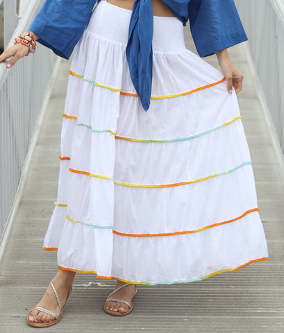 White Rainbow Cord KikiSol Maxi Skirt