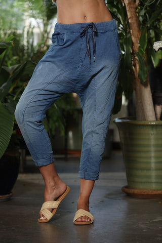 OS Stretch Denim Harem Pant with Ribbon Tie