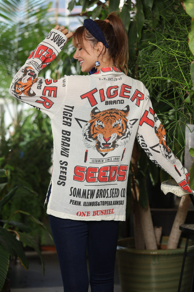 Thai Vintage Ad Tiger Button Down Shirt
