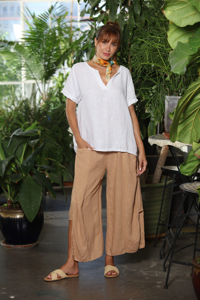 OS Linen Long Ankle Slit Pant