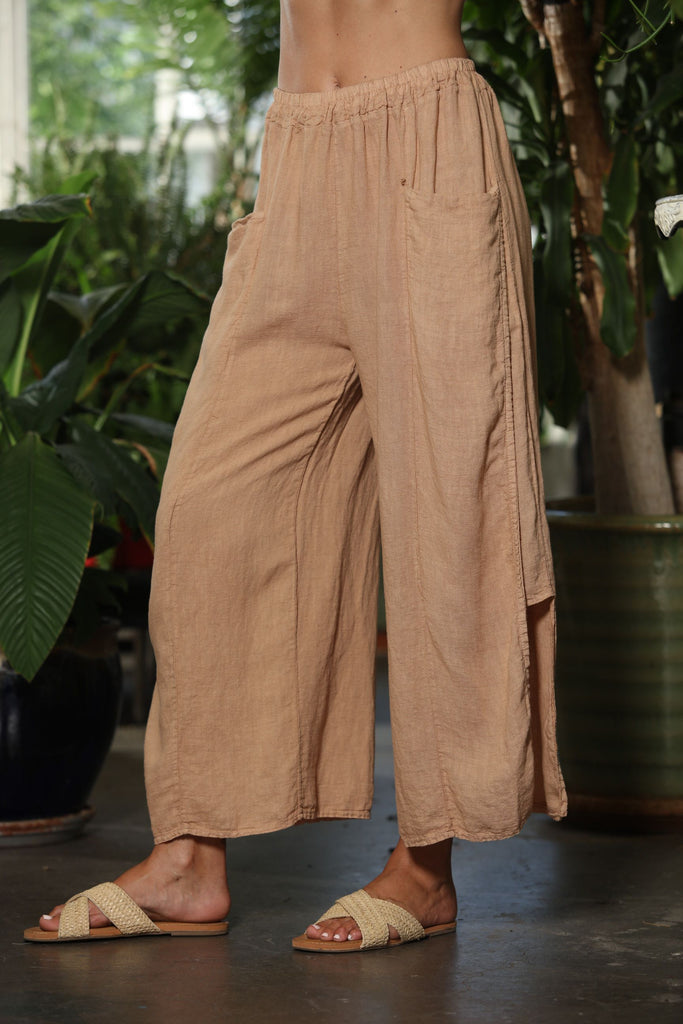 OS Linen Long Ankle Slit Pant