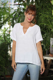 OS Linen V Neck Slouch Tee